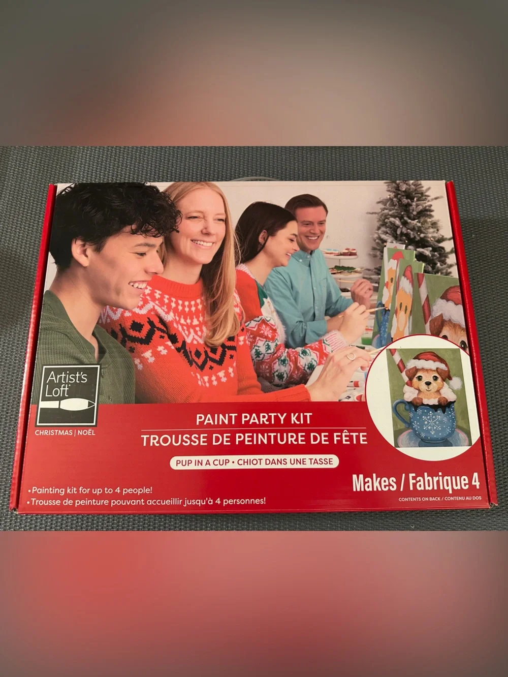 NEW Christmas puppy - Paint Party Kit - up to 4 people - Holiday family fun